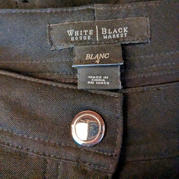White House Black Market Black Button Front And Button Ankle Slim Legs Size 4 - Picture 7 of 8